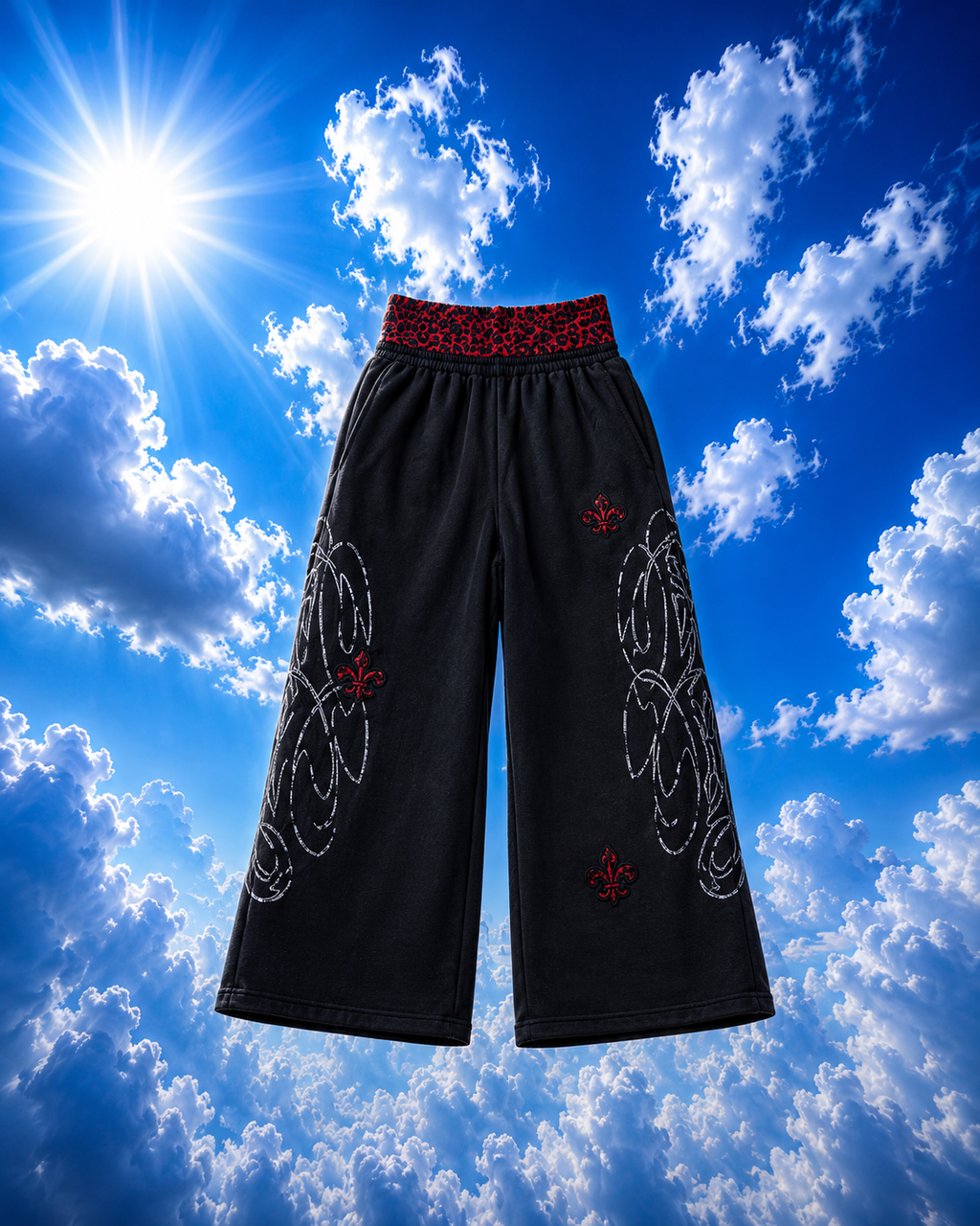 Cheetah Double Waisted Sweatpants (Black)