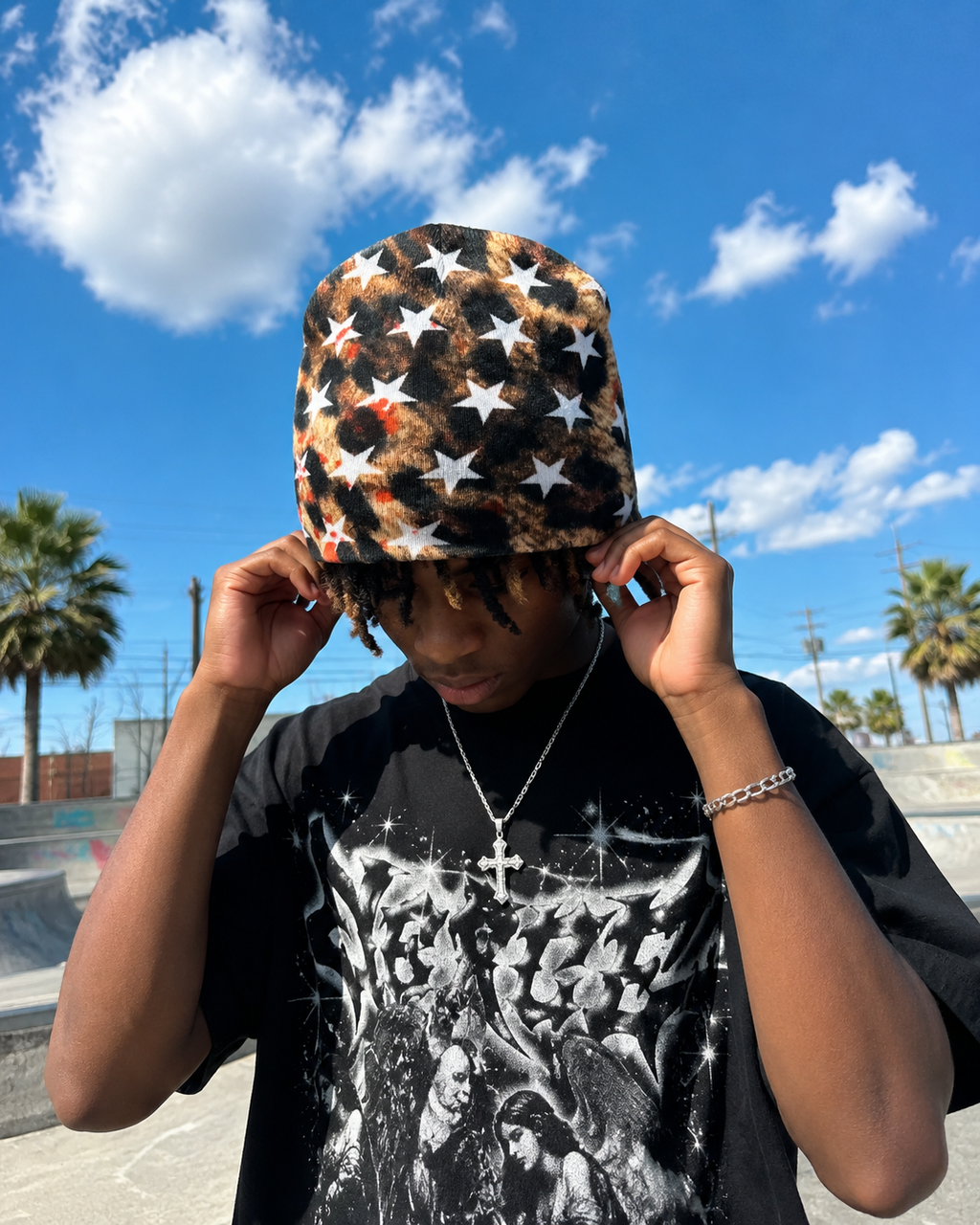 SKYE Star Leopard Beanie
