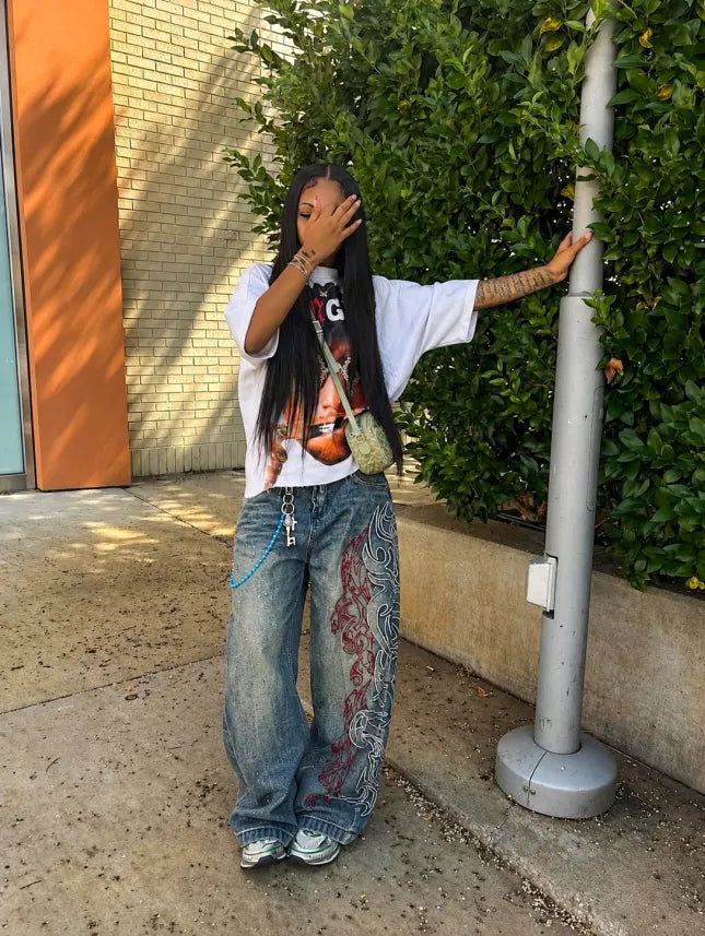 Tribal Flame Denim Jeans