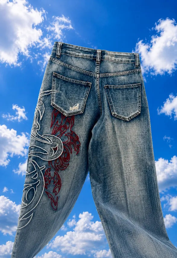 Tribal Flame Denim Jeans