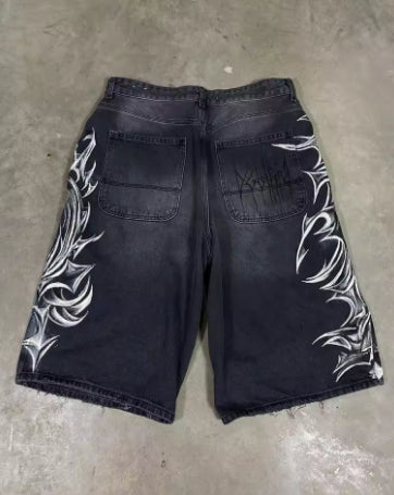 GOTHIC PRINT JORTS (Black)