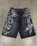 GOTHIC PRINT JORTS (Black)