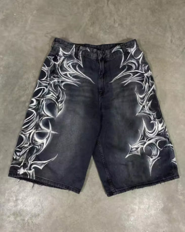 GOTHIC PRINT JORTS (Black)