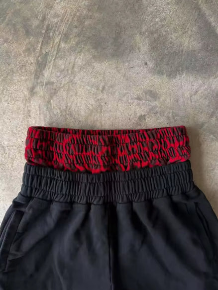 Cheetah Double Waisted Sweatpants (Black)