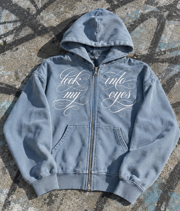 Look Into My Eyes Zip Up (Black/Skye Blue)