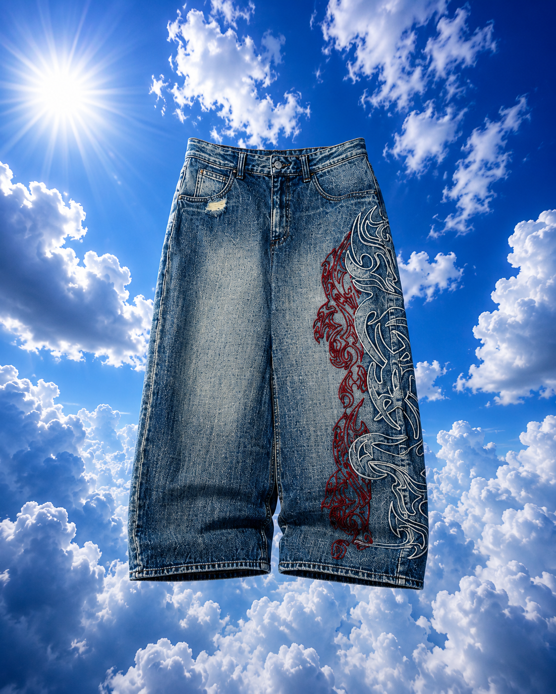 Tribal Flame Denim Jeans